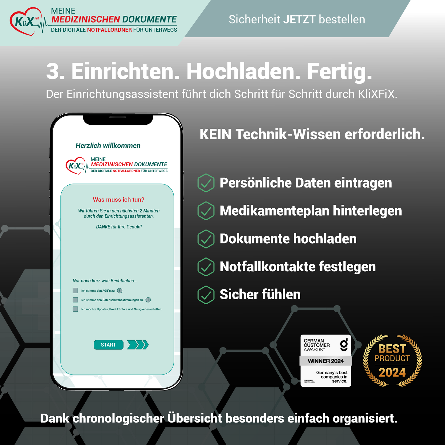 Der kliXFiX Einrichtungsassistent beim Notfallordner